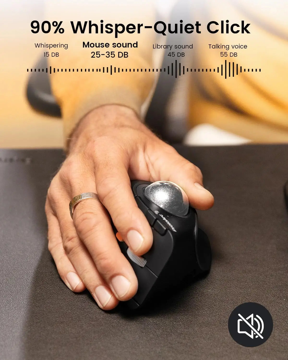 ProtoArc Vertical Wireless Trackball Mouse, EM05 NL Bluetooth Ergonomic Rollerball Mouse Rechargeable Computer Laptop Thumb Mice