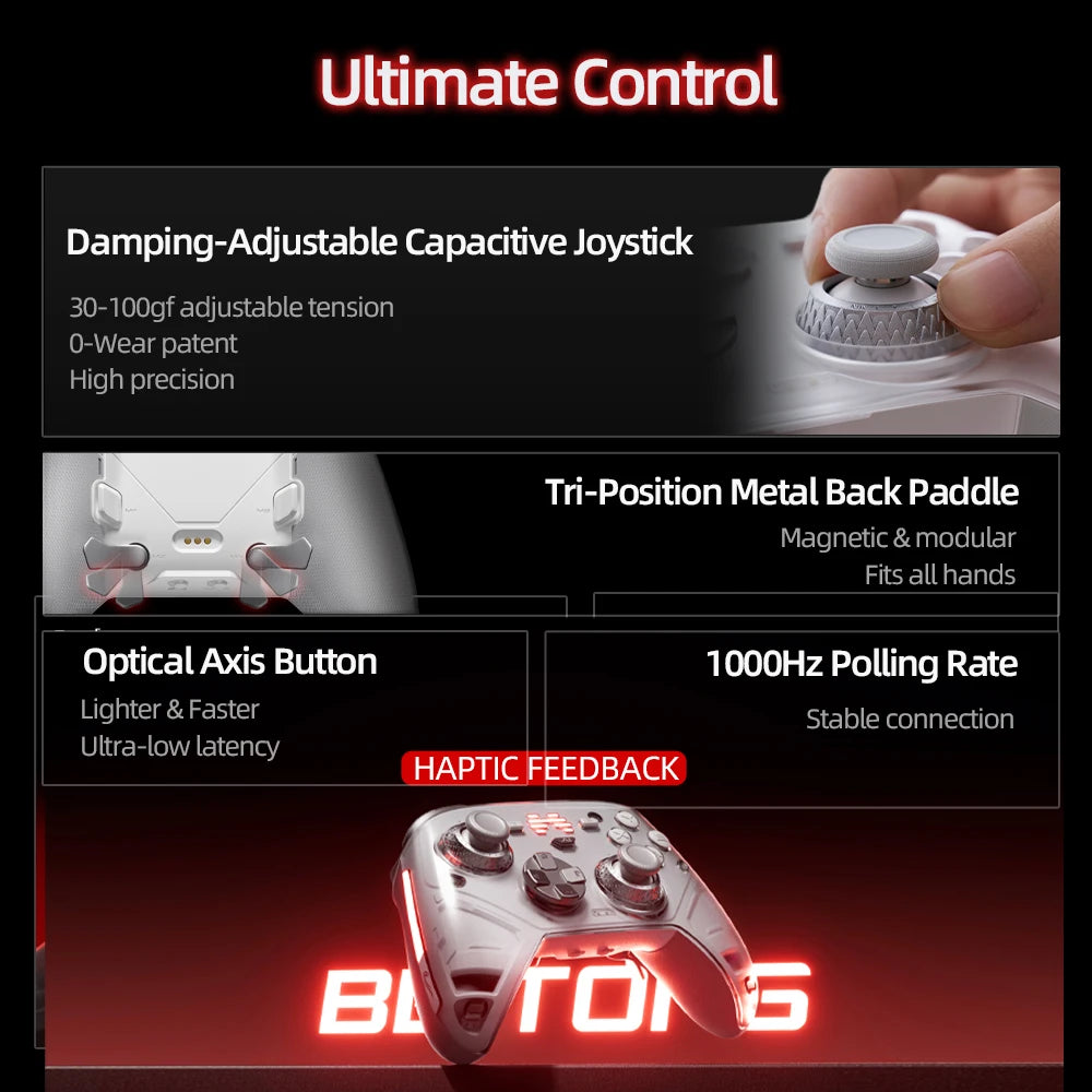 BEITONG KP70 Wireless Game Controller, Dual Auto-Sense Trigger, 6 Back Paddles for NS/PC/iOS/Android/Steam