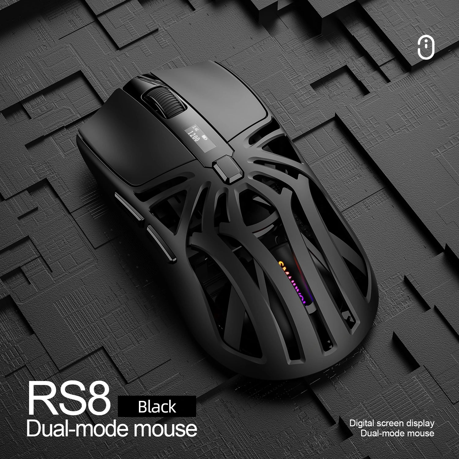 SMAILWOLF RS8 Gaming Mouse Bluetooth Wireless Three-mode Lightweight Hollow Design 1K Return Computer Long Battery Life