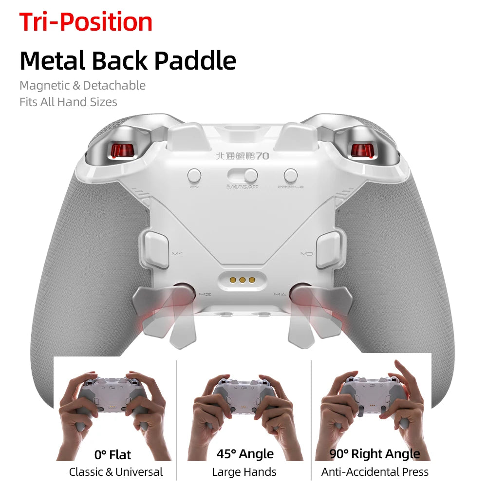 BEITONG KP70 Wireless Game Controller, Dual Auto-Sense Trigger, 6 Back Paddles for NS/PC/iOS/Android/Steam