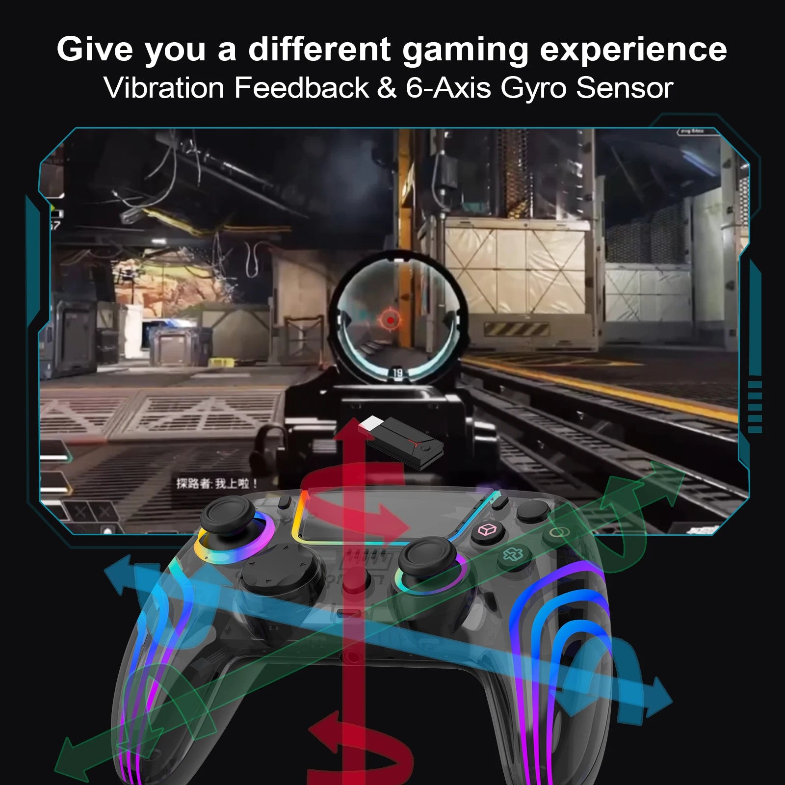 Gaming Controller For PS4 Pro Slim Hall Gamepad for PLAYSTATION 4 PS3 PC Josytick with RGB Light &Turbo Vibration/Audio Jack