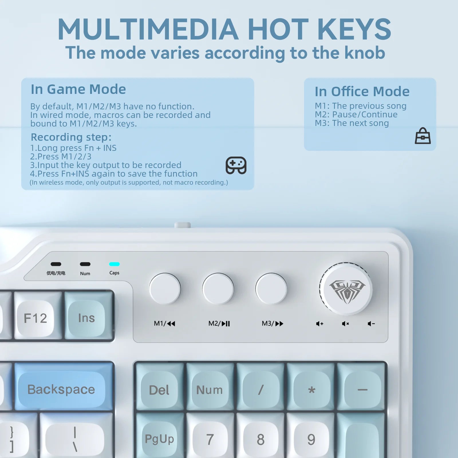 AULA F3099 Keyboard Triple-mode for Tablets and Desktop Computers Compatible with Multiple Operating Systems RGB Backlit