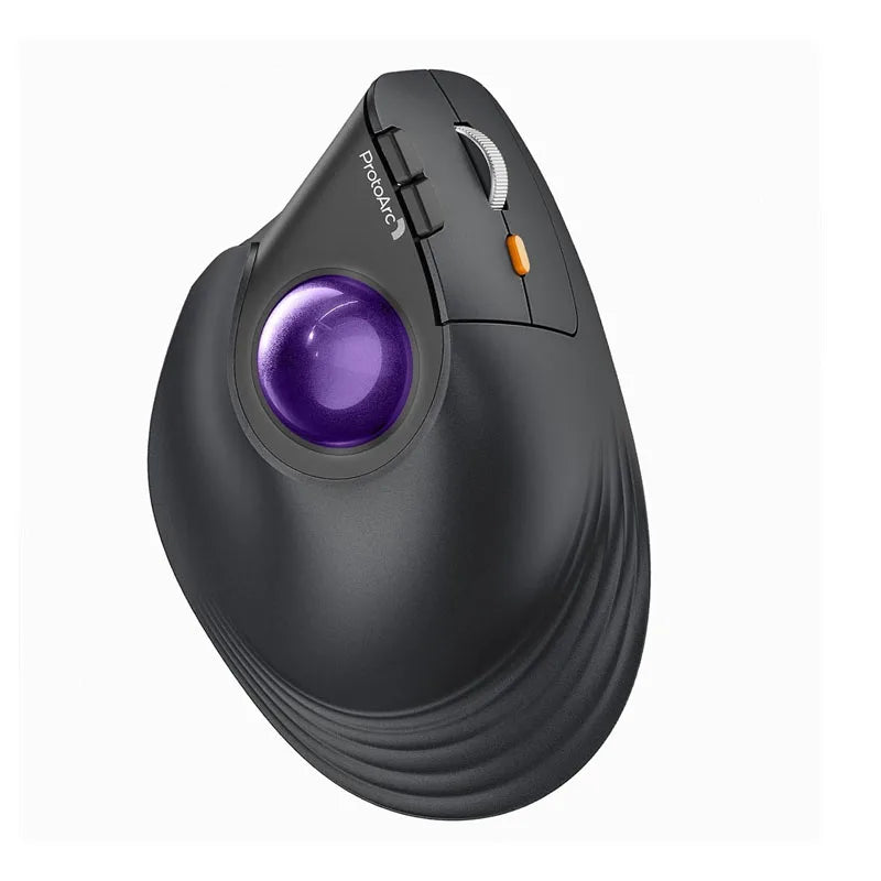 ProtoArc Vertical Wireless Trackball Mouse, EM05 NL Bluetooth Ergonomic Rollerball Mouse Rechargeable Computer Laptop Thumb Mice