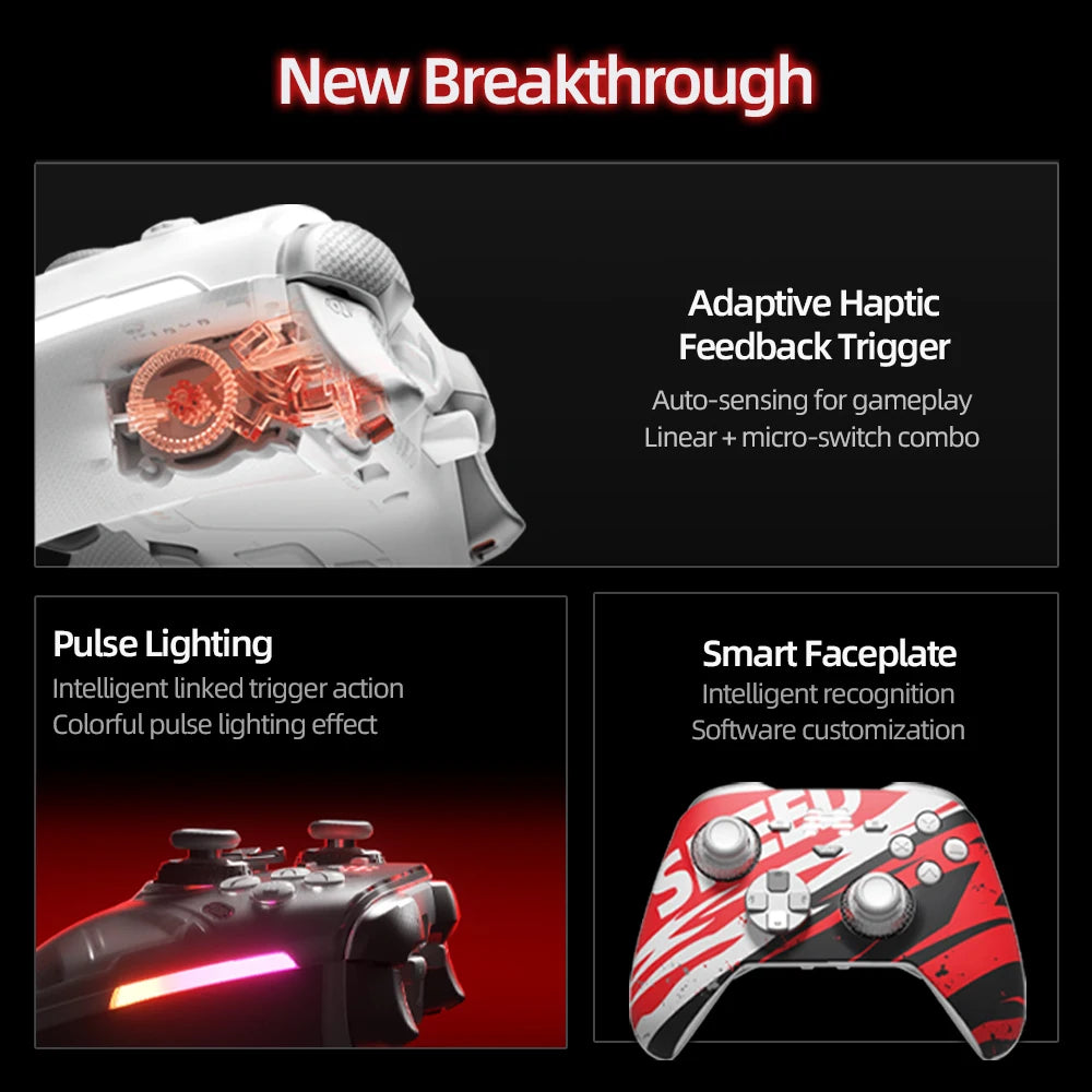 BEITONG KP70 Wireless Game Controller, Dual Auto-Sense Trigger, 6 Back Paddles for NS/PC/iOS/Android/Steam