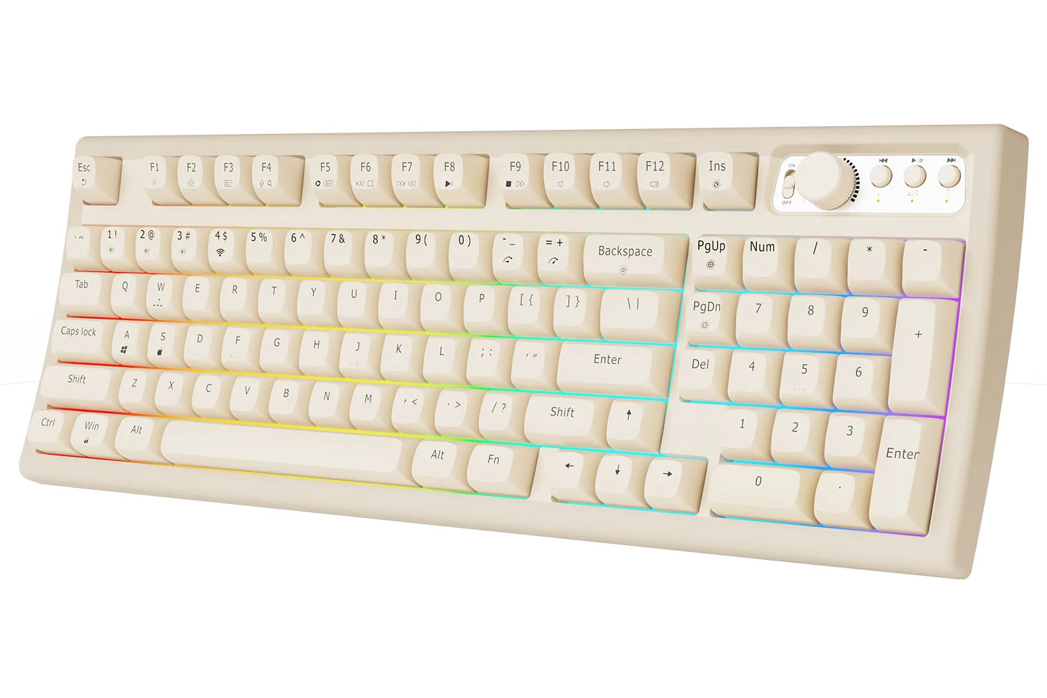 EWEADN V97 Cute Creamy Keyboard, Bluetooth/2.4GHz Gaming Keyboard Wireless with RGB Backlit, Rechargeable, Quiet, for PC Gamer