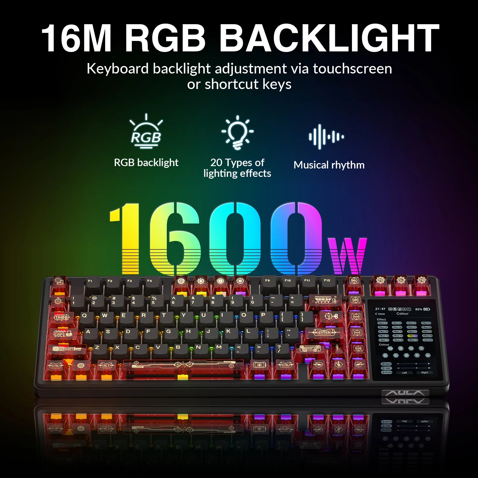 AULA L99 Keyboard Intelligent Touch-Screen Keypad Wireless Tri-mode Gaming Keyboard 8000mAh Battery for Laptop for PC