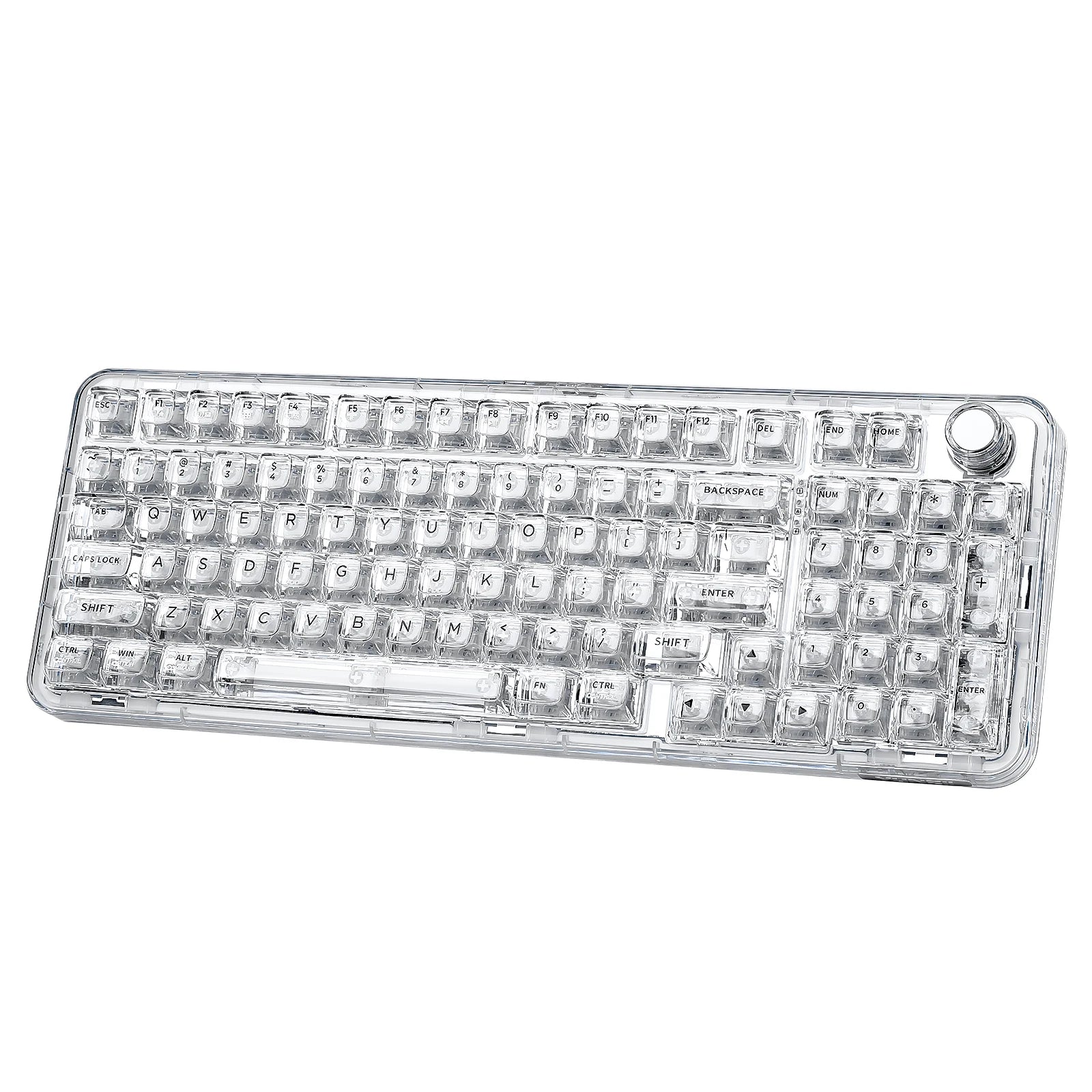 YUNZII X98 White Transparent Mechanical Gaming Keyboard, Wireles Custom QMK/VIA RGB Keyboard with Knob, Gasket Mount for Win/Mac