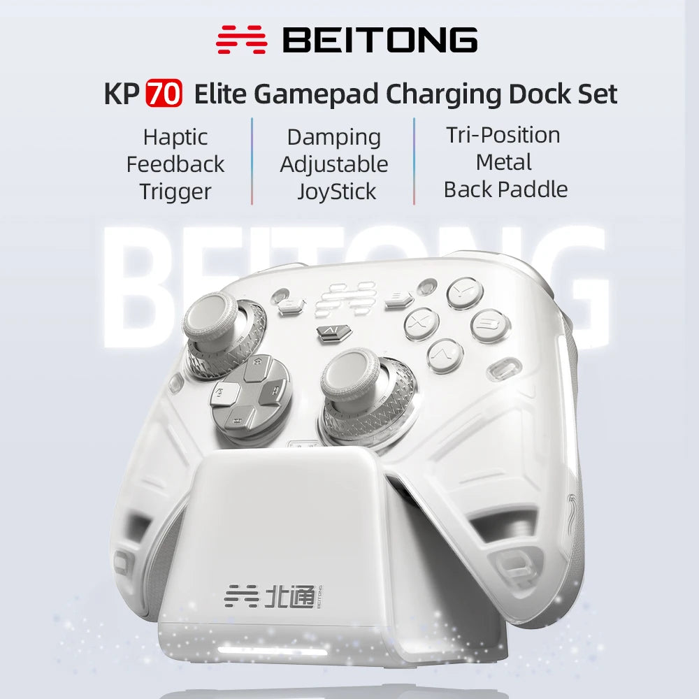 BEITONG KP70 Wireless Game Controller, Dual Auto-Sense Trigger, 6 Back Paddles for NS/PC/iOS/Android/Steam