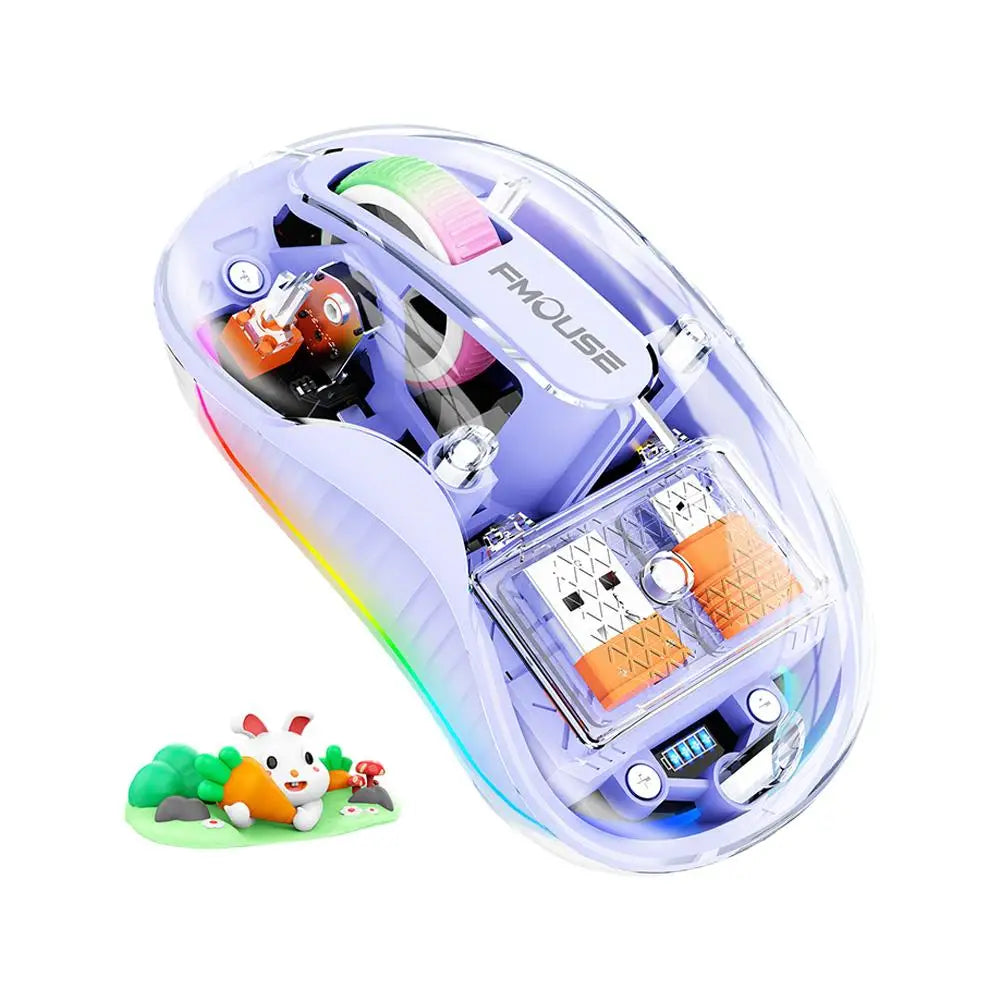 Notebook Luminous Transparent Mouse Wireless Bluetooth Three-Mode Charging Ergonomic Magnetic Doll Mouse For Tablets Laptop
