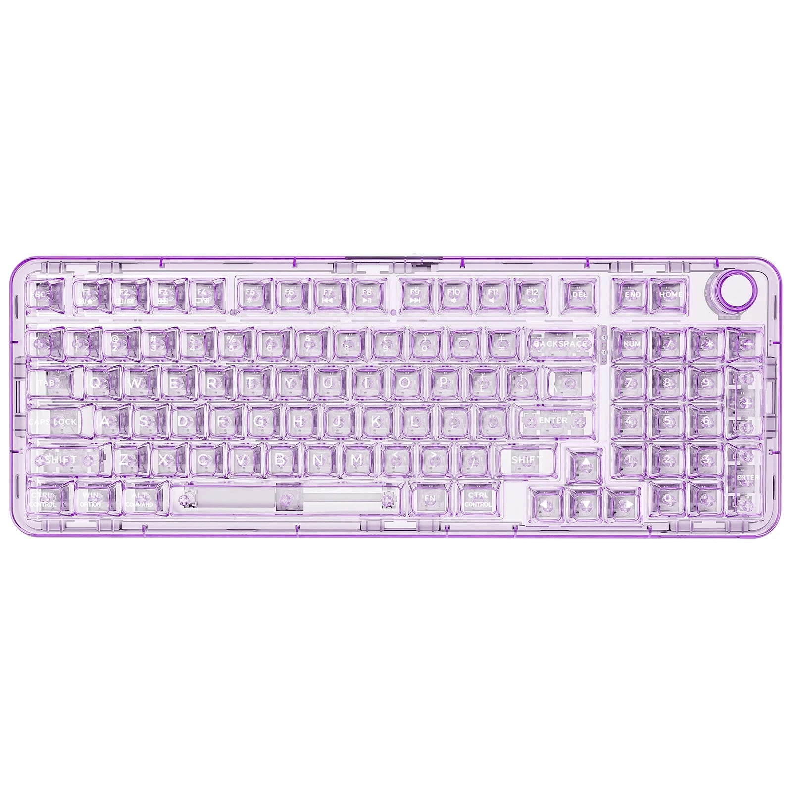 YUNZII X98 White Transparent Mechanical Gaming Keyboard, Wireles Custom QMK/VIA RGB Keyboard with Knob, Gasket Mount for Win/Mac