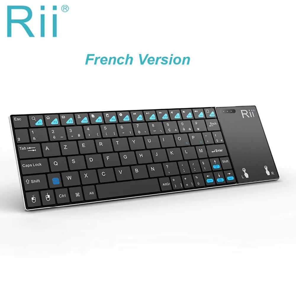 Russian Spanish English French Keyboard Wireless Rii K12+/i12+ Mini Keyboard With Touchpad Mouse For Android Laptop PC TV Box