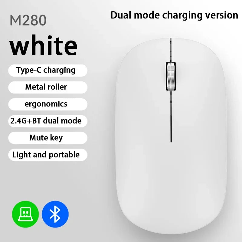 Bluetooth Wireless Mouse 2.4G Dual Mode DPI Adjustable Type-C Rechargeable Silent Ergonomic Portable Office Mouse 2026