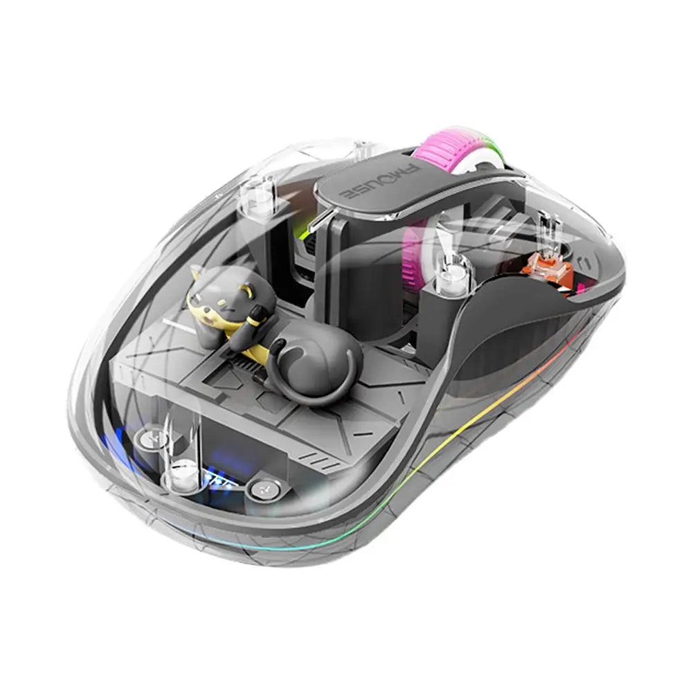 Notebook Luminous Transparent Mouse Wireless Bluetooth Three-Mode Charging Ergonomic Magnetic Doll Mouse For Tablets Laptop