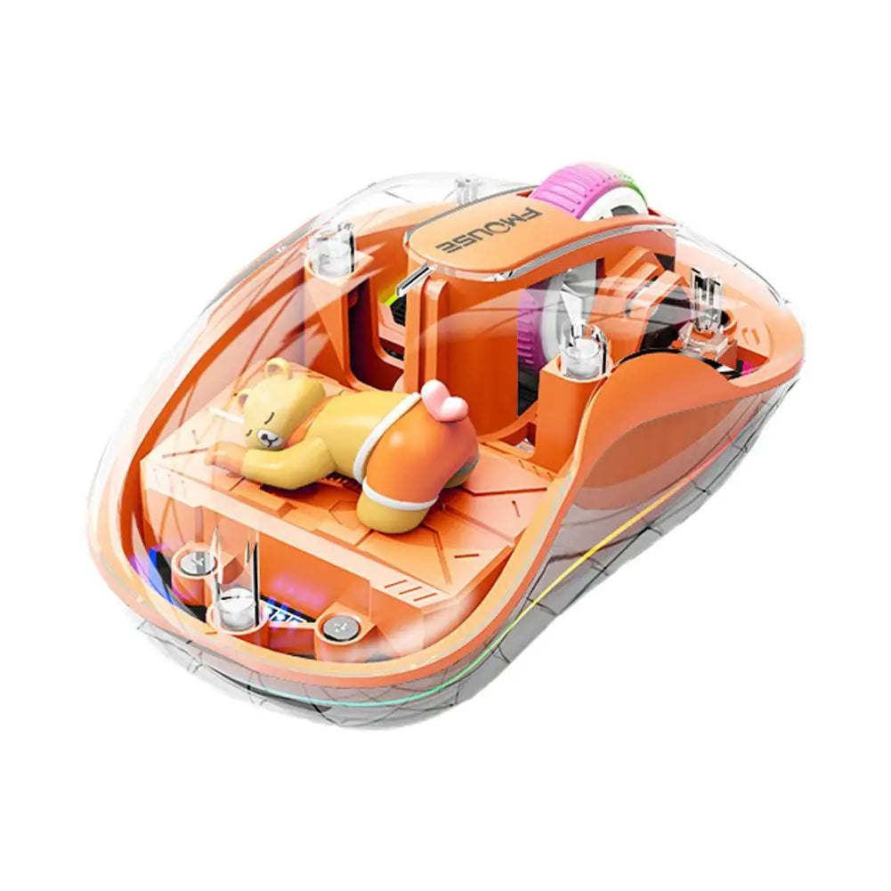 Notebook Luminous Transparent Mouse Wireless Bluetooth Three-Mode Charging Ergonomic Magnetic Doll Mouse For Tablets Laptop