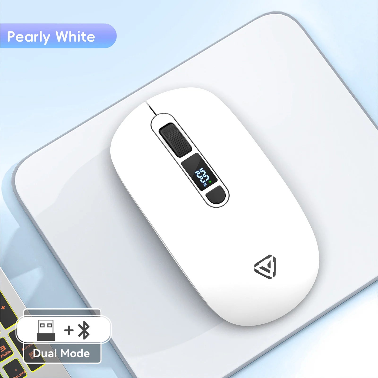 2.4G Bluetooth Wireless Mouse Mute Button Rechargeable 500mA Battery Laptop Office Computer Digital Display Battery Level 4 DPI