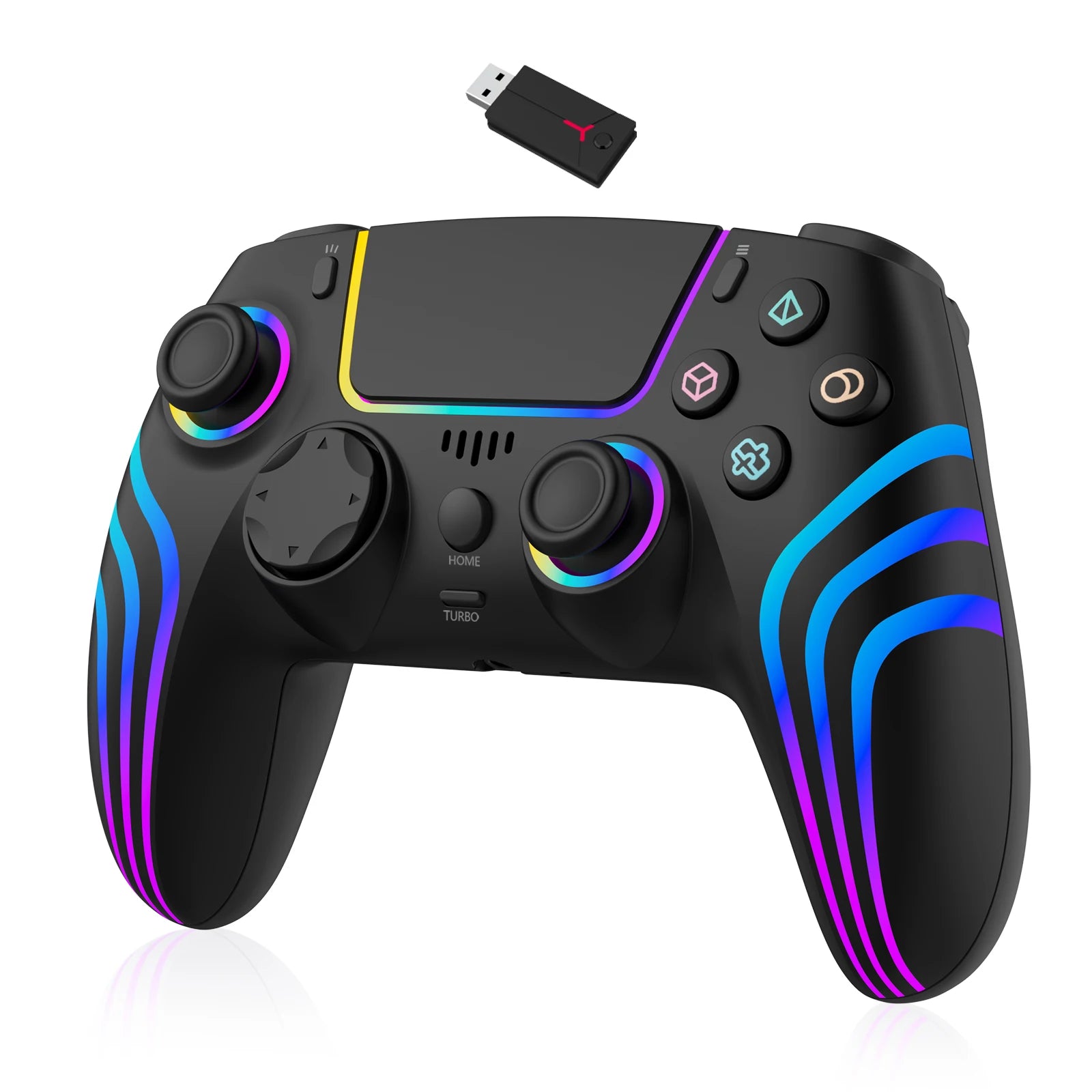 Gaming Controller For PS4 Pro Slim Hall Gamepad for PLAYSTATION 4 PS3 PC Josytick with RGB Light &Turbo Vibration/Audio Jack
