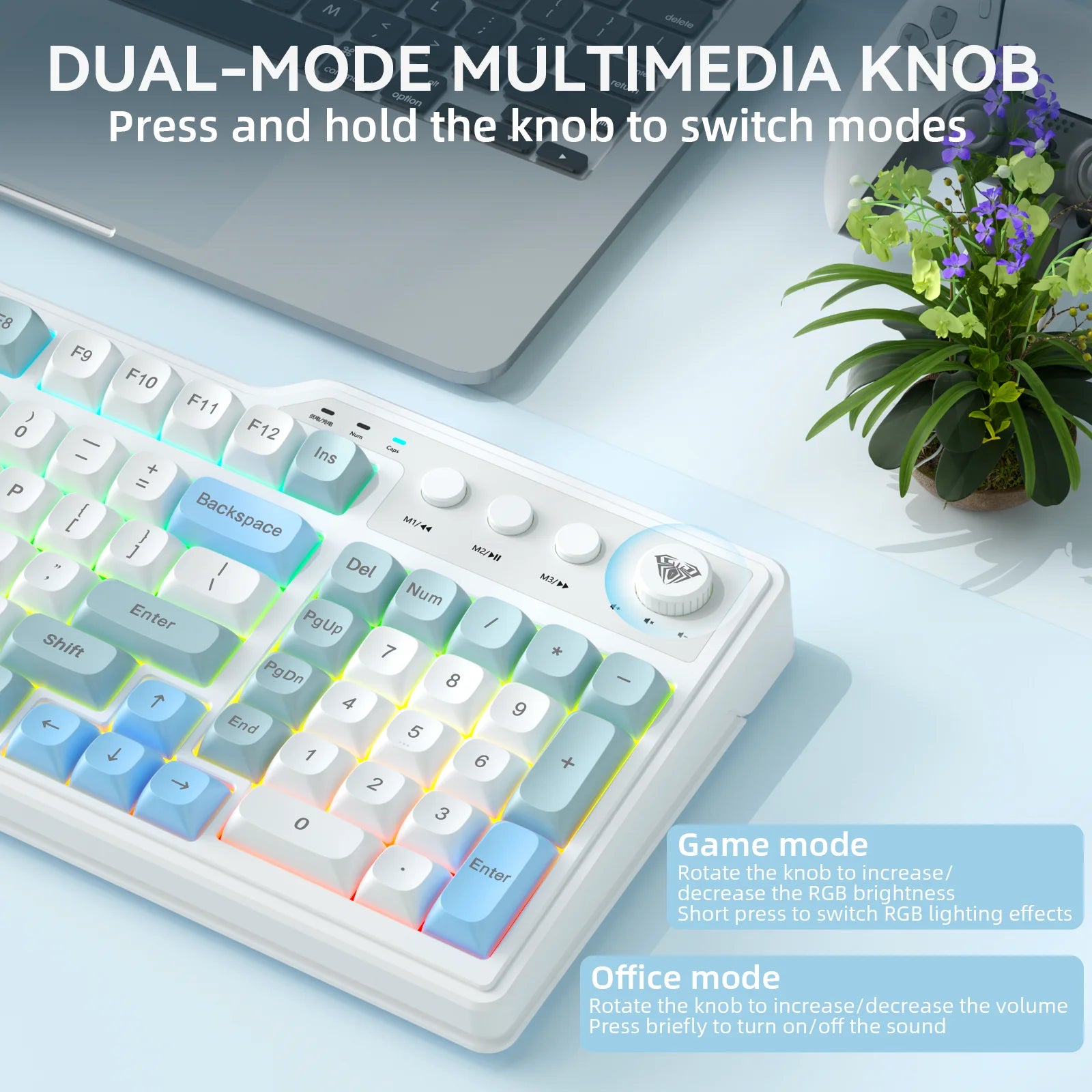 AULA F3099 Keyboard Triple-mode for Tablets and Desktop Computers Compatible with Multiple Operating Systems RGB Backlit