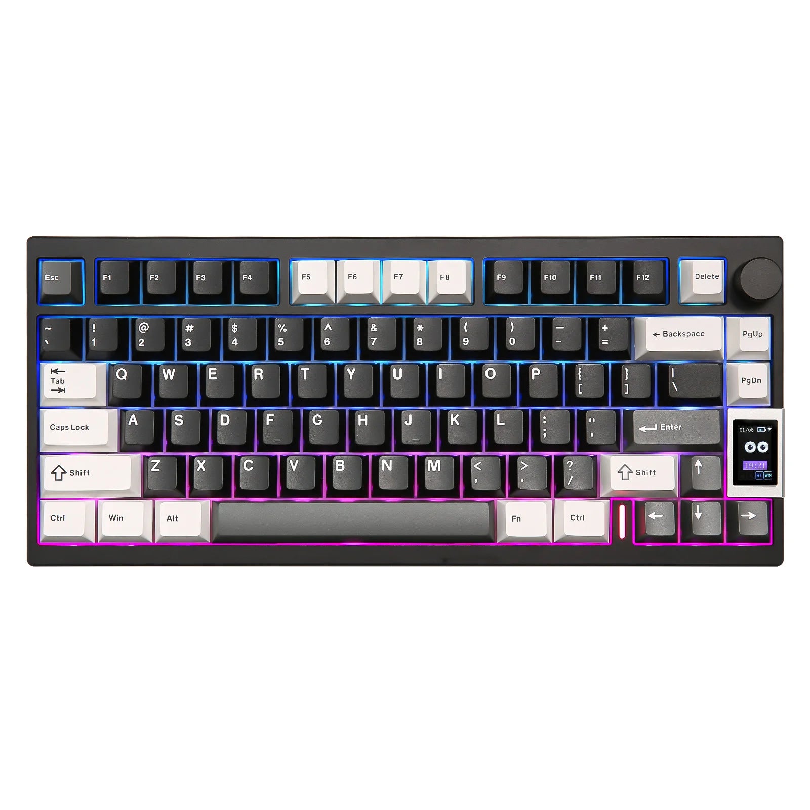 YUNZII AL80 Silver Wireless Mechanical Keyboard, Full Aluminum CNC Custom QMK/VIA Gaming Keyboard, LCD Display Hot Swap Keyboard