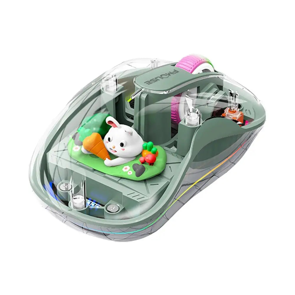 Notebook Luminous Transparent Mouse Wireless Bluetooth Three-Mode Charging Ergonomic Magnetic Doll Mouse For Tablets Laptop