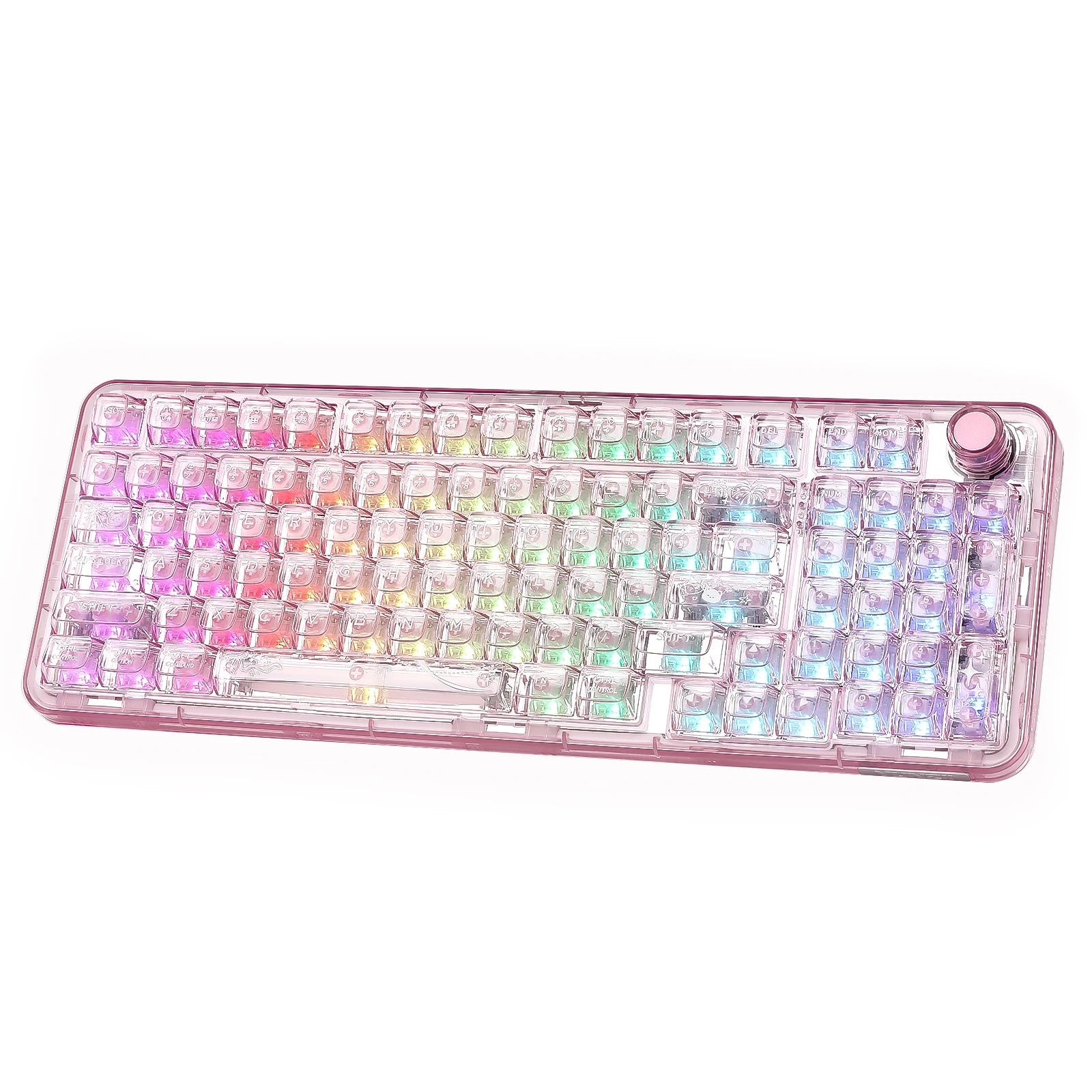 YUNZII X98 White Transparent Mechanical Gaming Keyboard, Wireles Custom QMK/VIA RGB Keyboard with Knob, Gasket Mount for Win/Mac