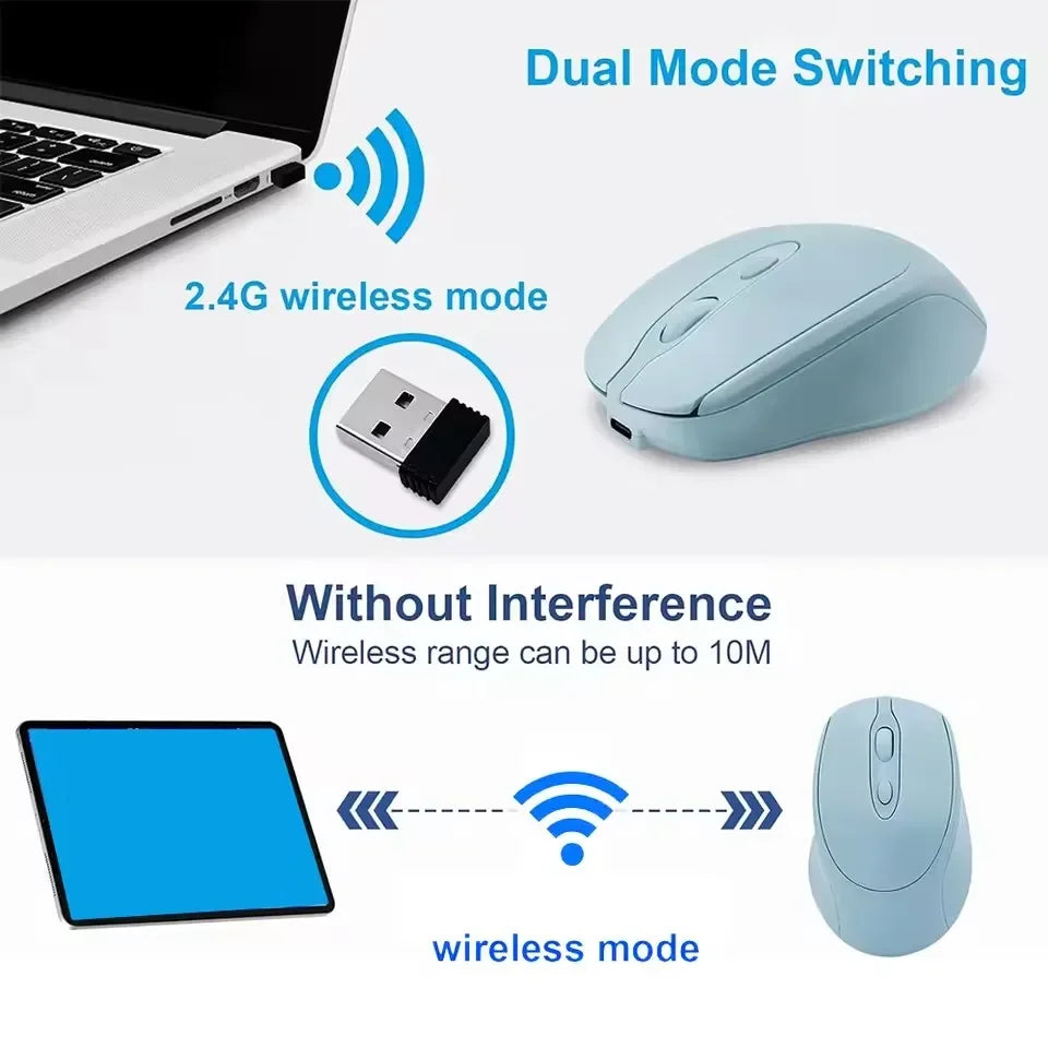 Wireless Computer Mouse Rechargeable 2.4G Bluetooth-Compatible Wireless Mouse USB Silent Gamer Mice For PC Laptop Macbook Tablet